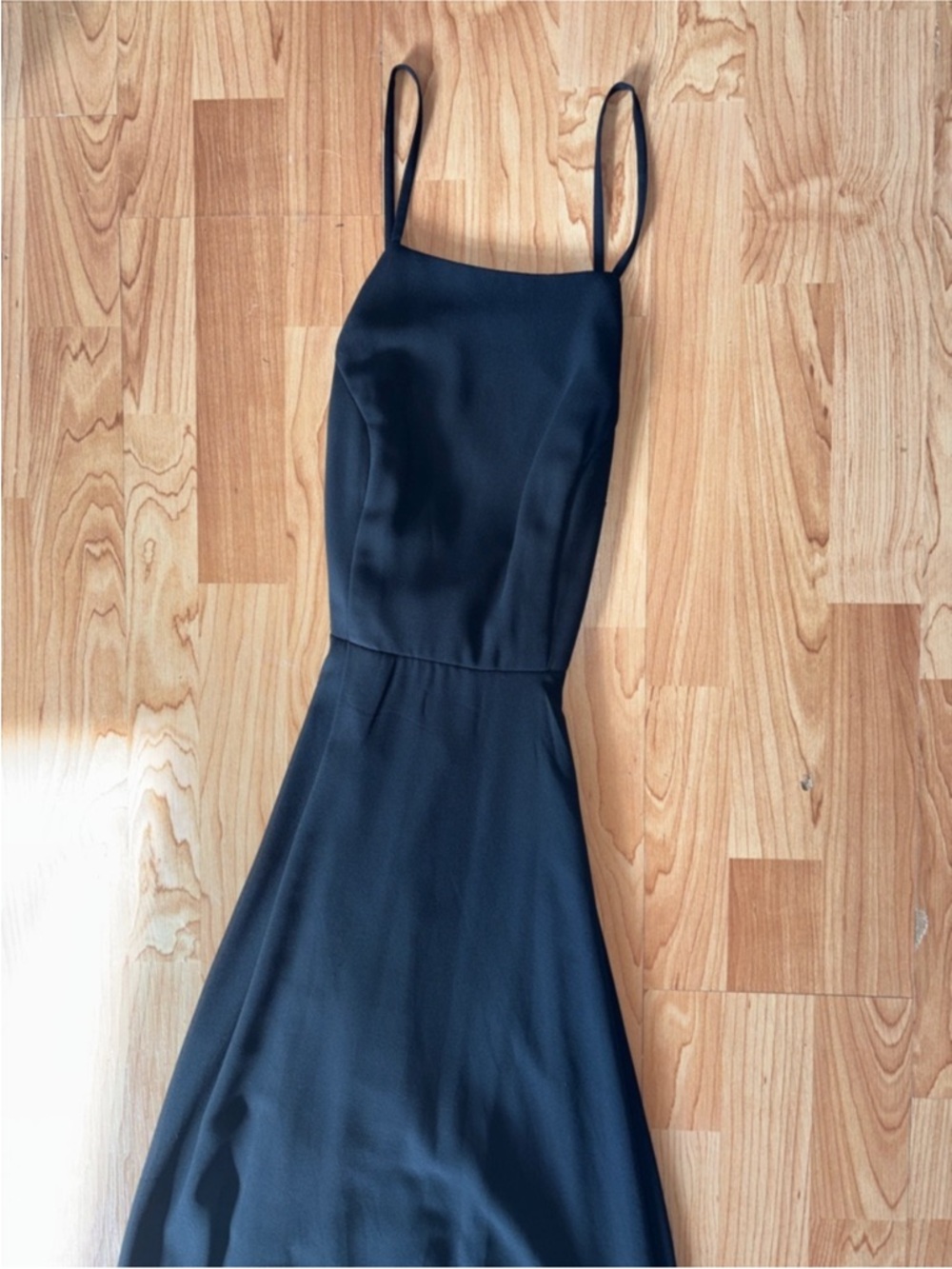Lulu's Black Strapless Slip Dress with Thin Straps